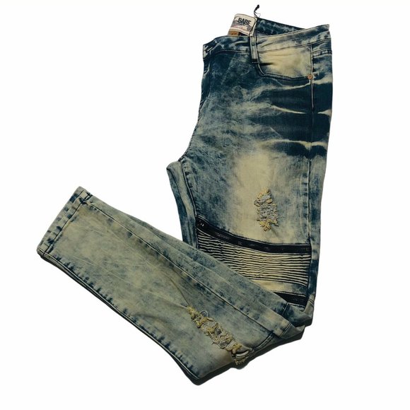 Soho Babe Skinny Distressed Moto Zipper Jeans - Picture 6 of 12